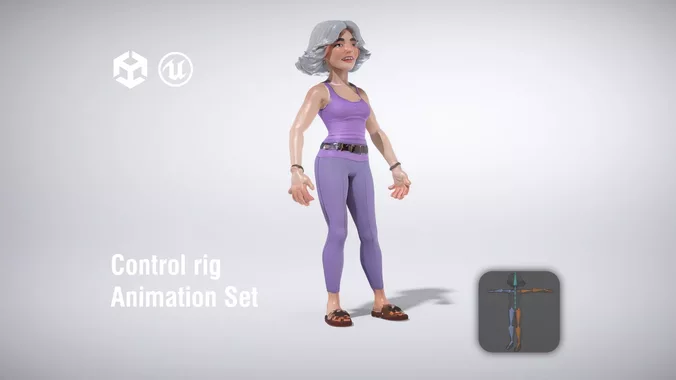 Elderly Woman in Casual Workout Outfit low poly 3d model