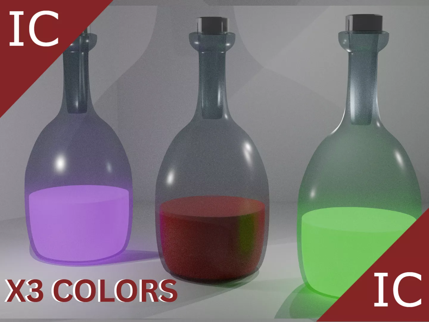 Large Potion Chemistry Lab Bottles Low-poly 3D model
