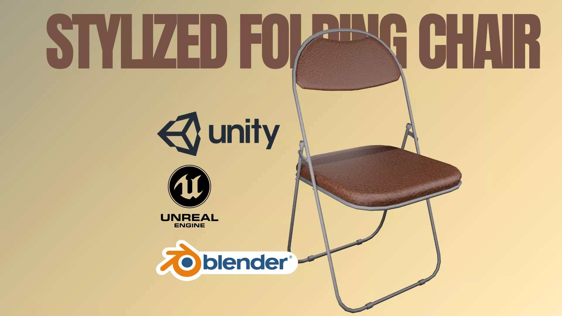 Stylized Metal Folding Chair - Low Poly PBR Game Ready Asset 3D model