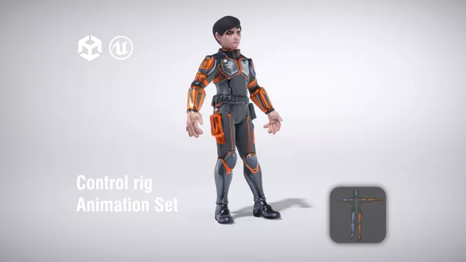 Futuristic Male Character in Tactical Suit low poly 3d model