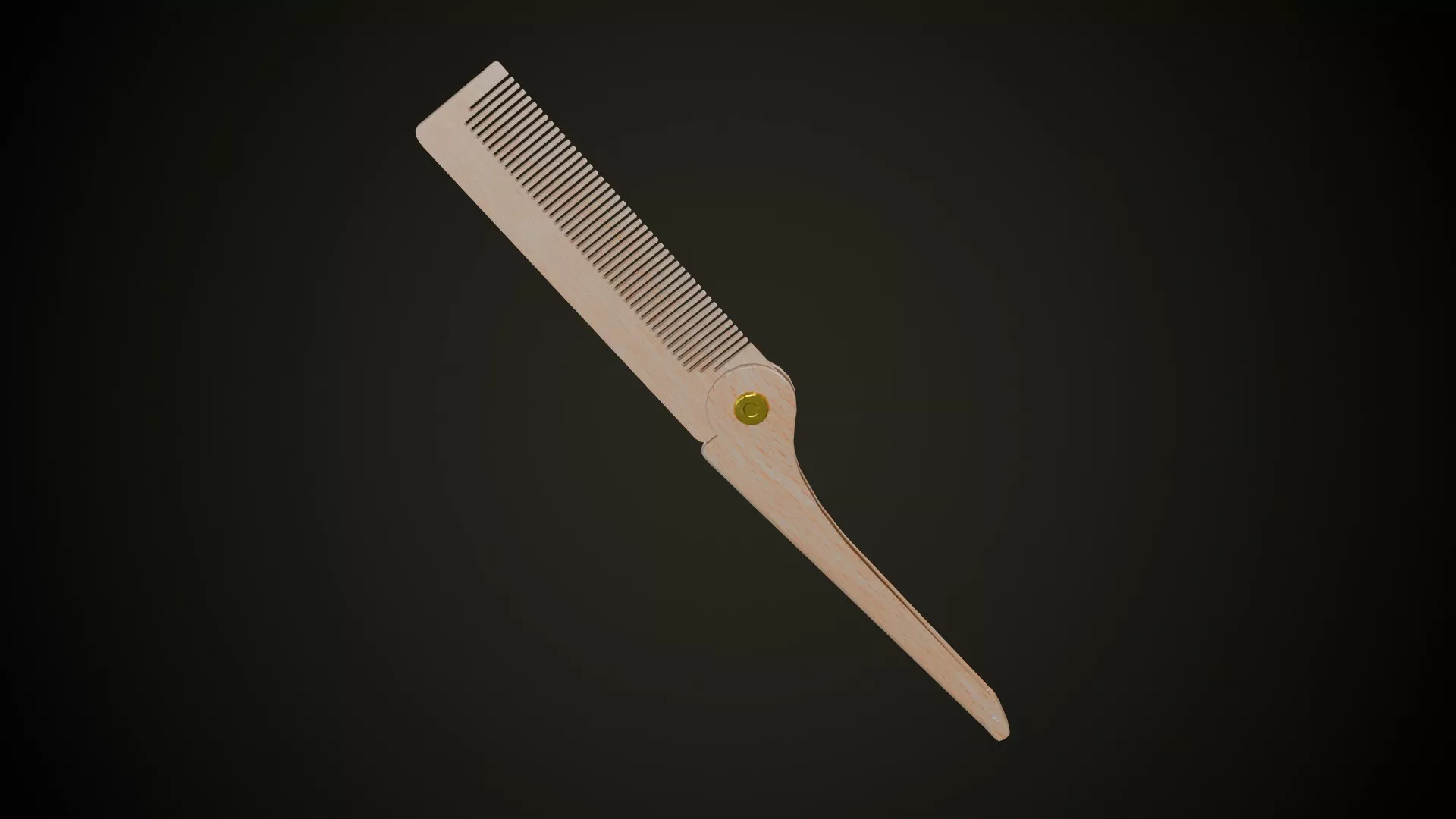 Wood Folding Comb Low-poly 3D model