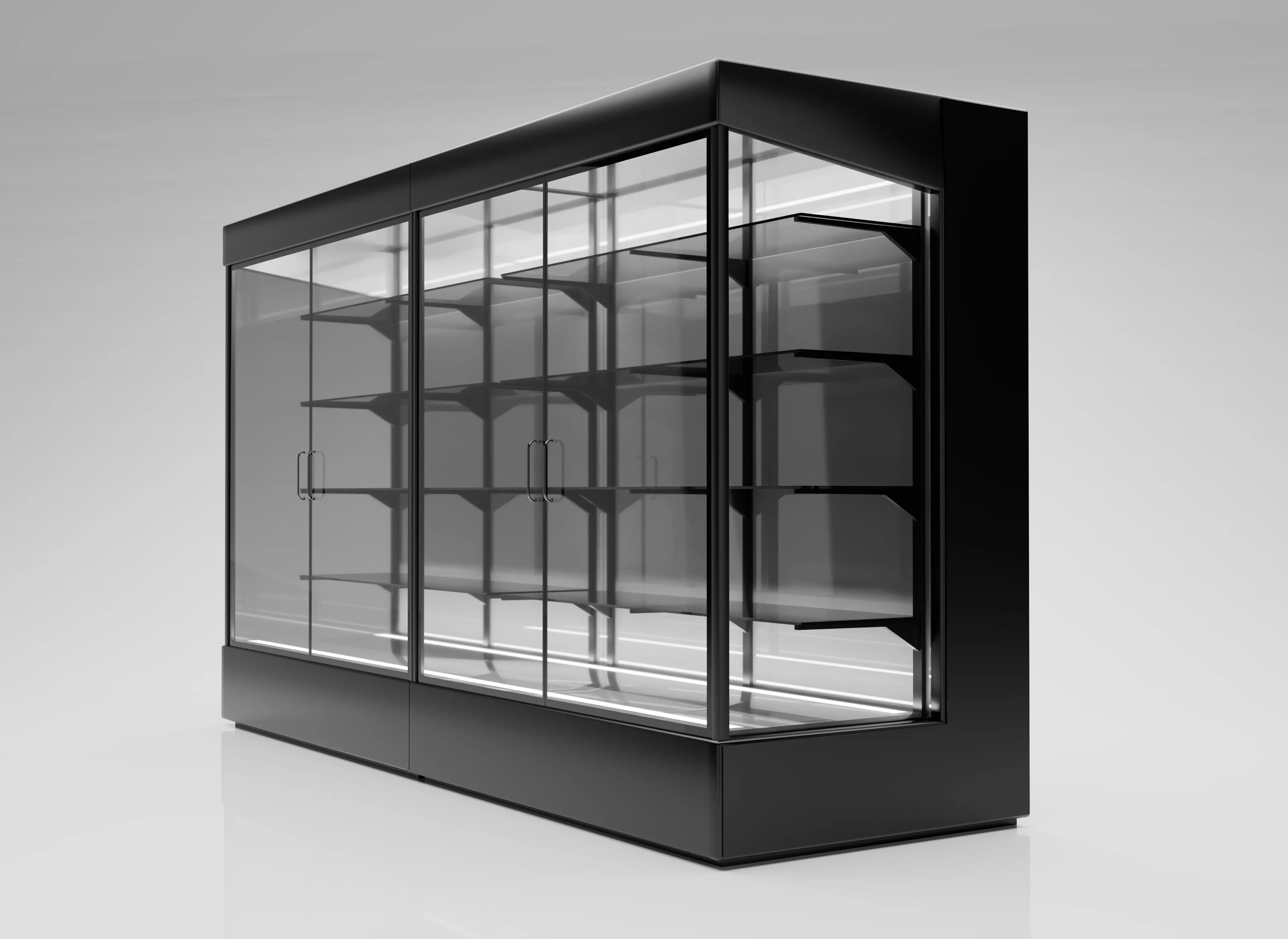 Supermarket Refrigerated Display Case Glass Door Chiller Low-poly 3D model