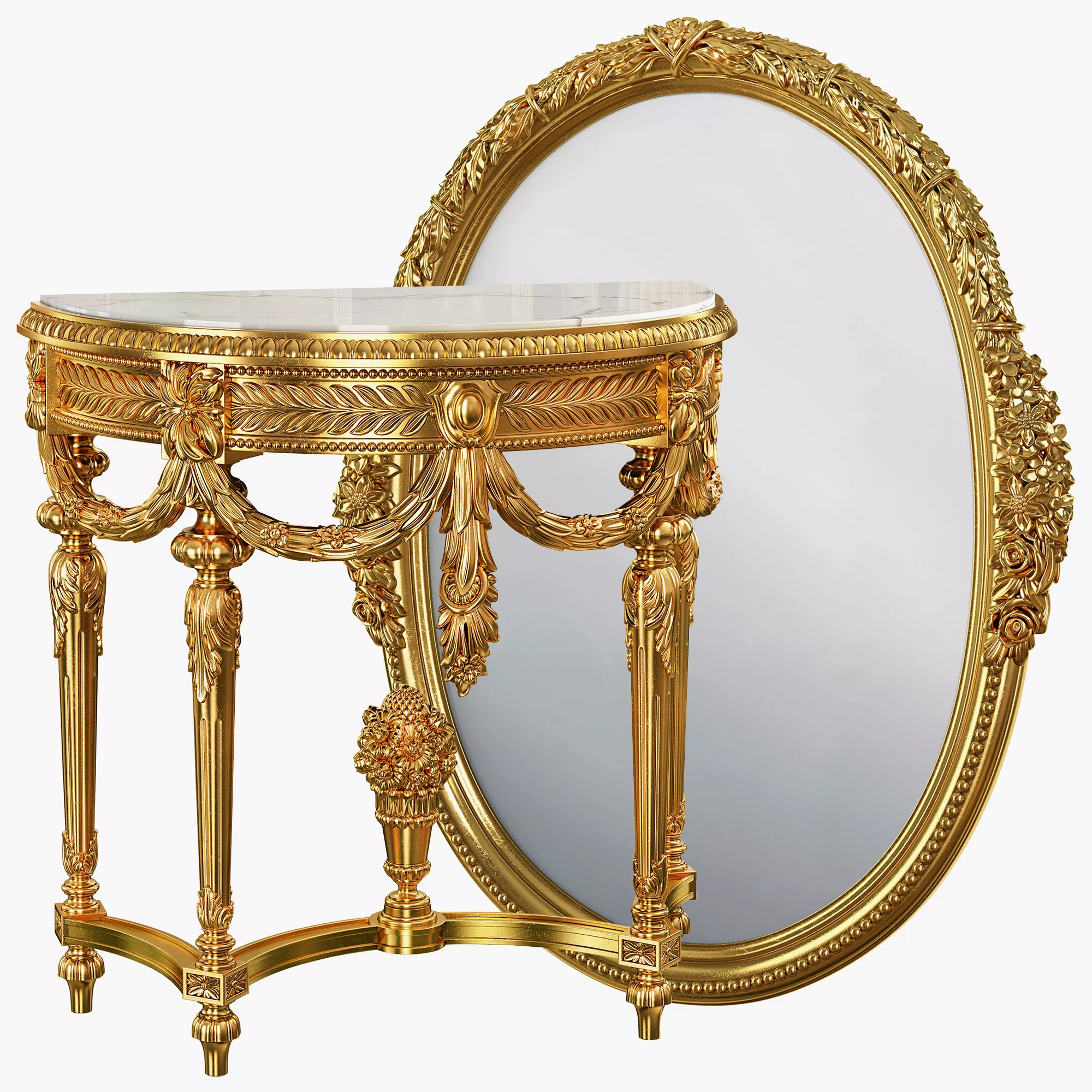 Classic console and mirror Set 14 3D model