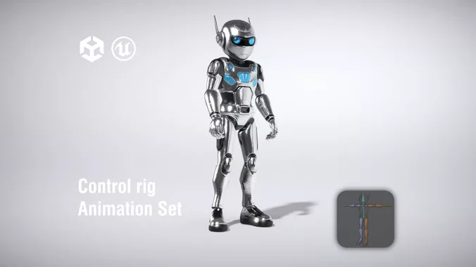 Futuristic Robot Character with Black Armor and Blue Accents