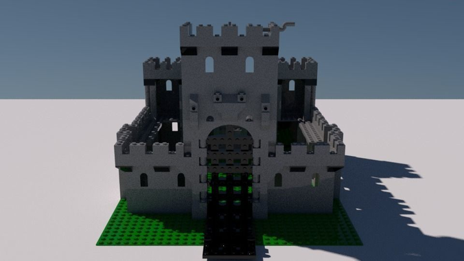 Brick castle based on Lego  Low-poly 3D model