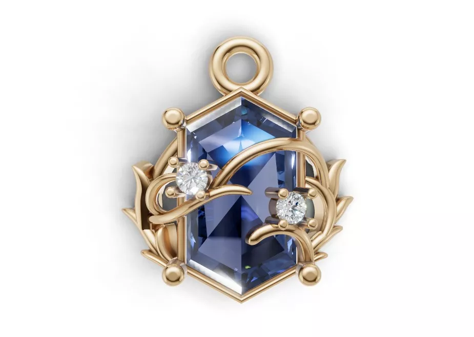 Luxury Botanical Hexagon Pendant 3d Model Free 3D print model