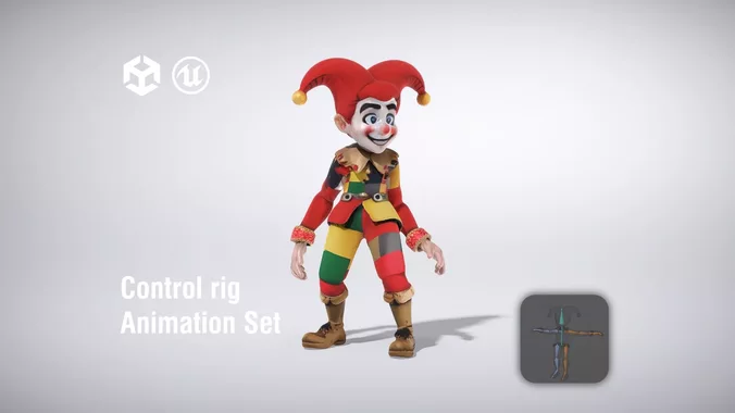 Colorful Jester Character with Playful Outfit low poly 3d model