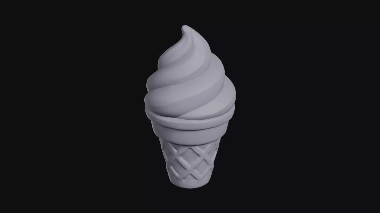 Vanilla Swirl Ice Cream Cone 3D print model
