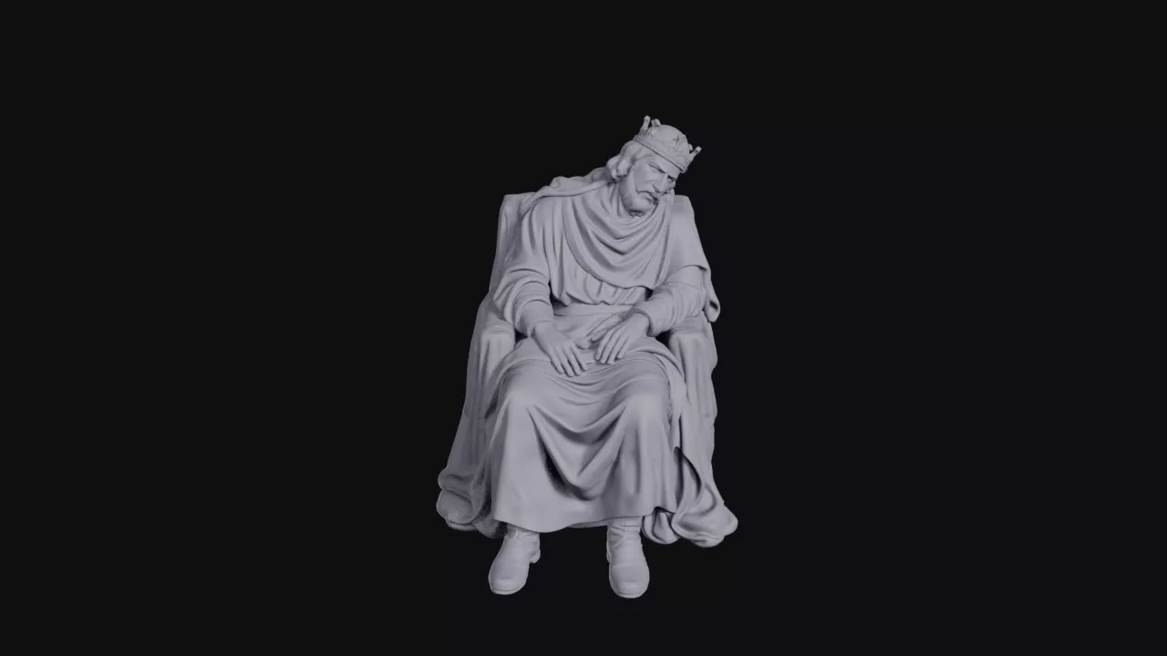 Sleeping King on Throne Statue 3D print model