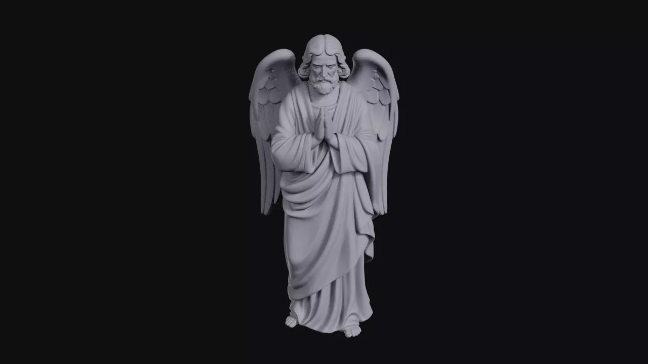 Praying Male Angel Statue 3D print model
