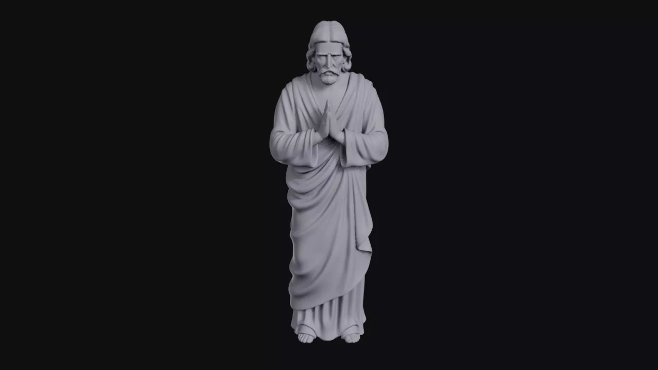 Man in Meditation Robed Statue 3D print model