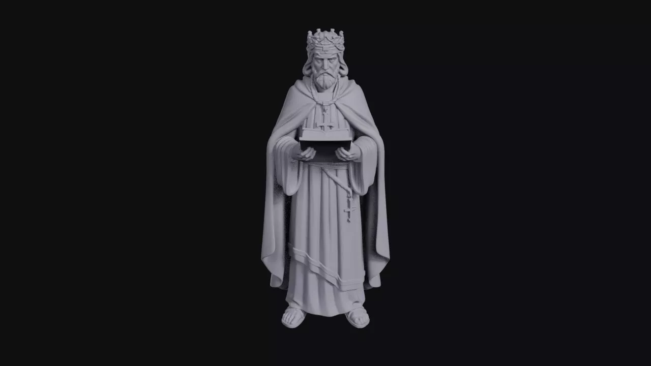 Crowned King with Book Statue 3D print model
