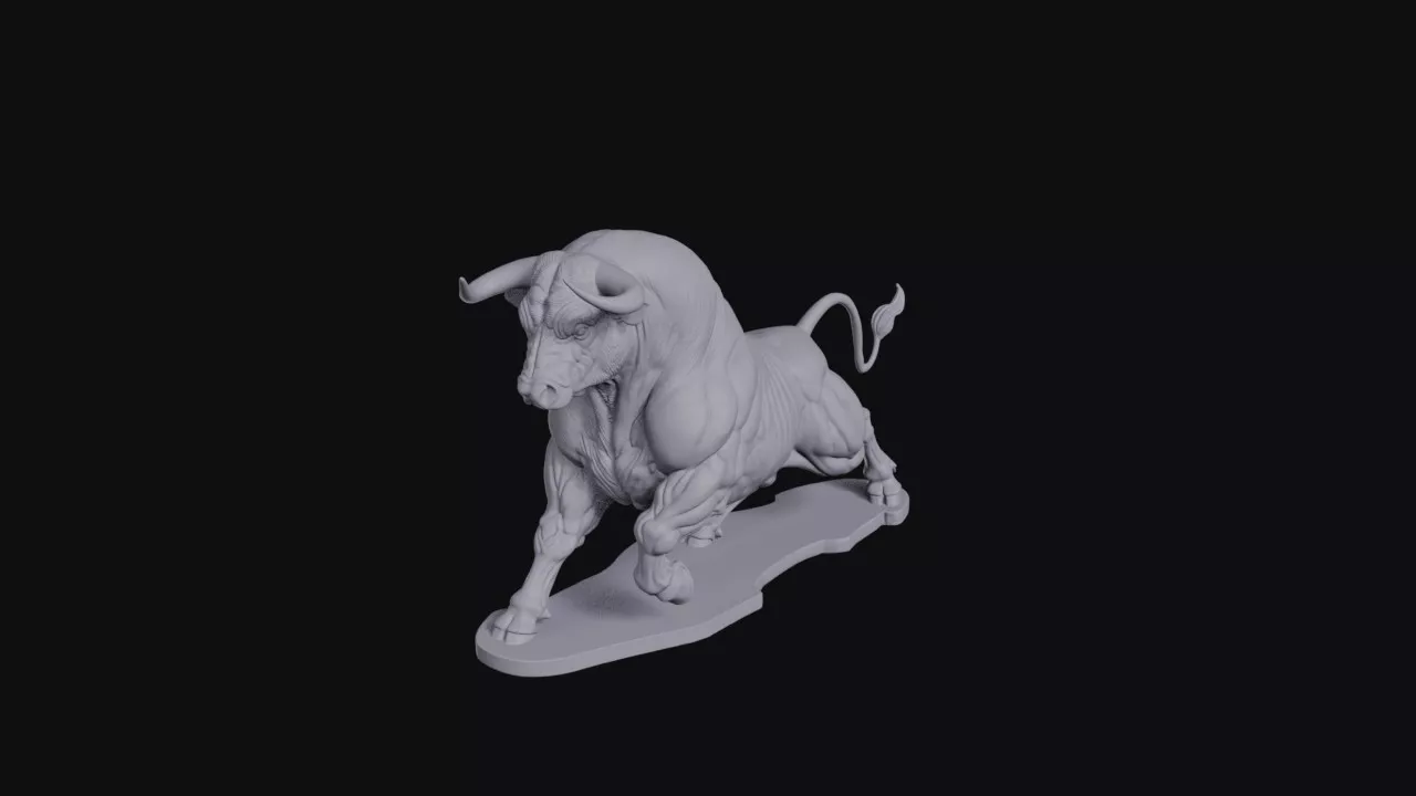 Iron Titan Charging Bull Statue 3D print model
