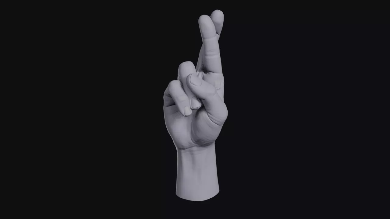 Fingers Crossed Hand Gesture 3D print model
