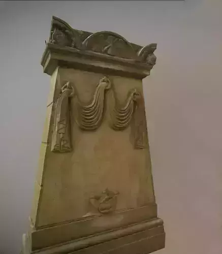 Scanned photorealistic old grave stone with inscriptions  Low-poly 3D model