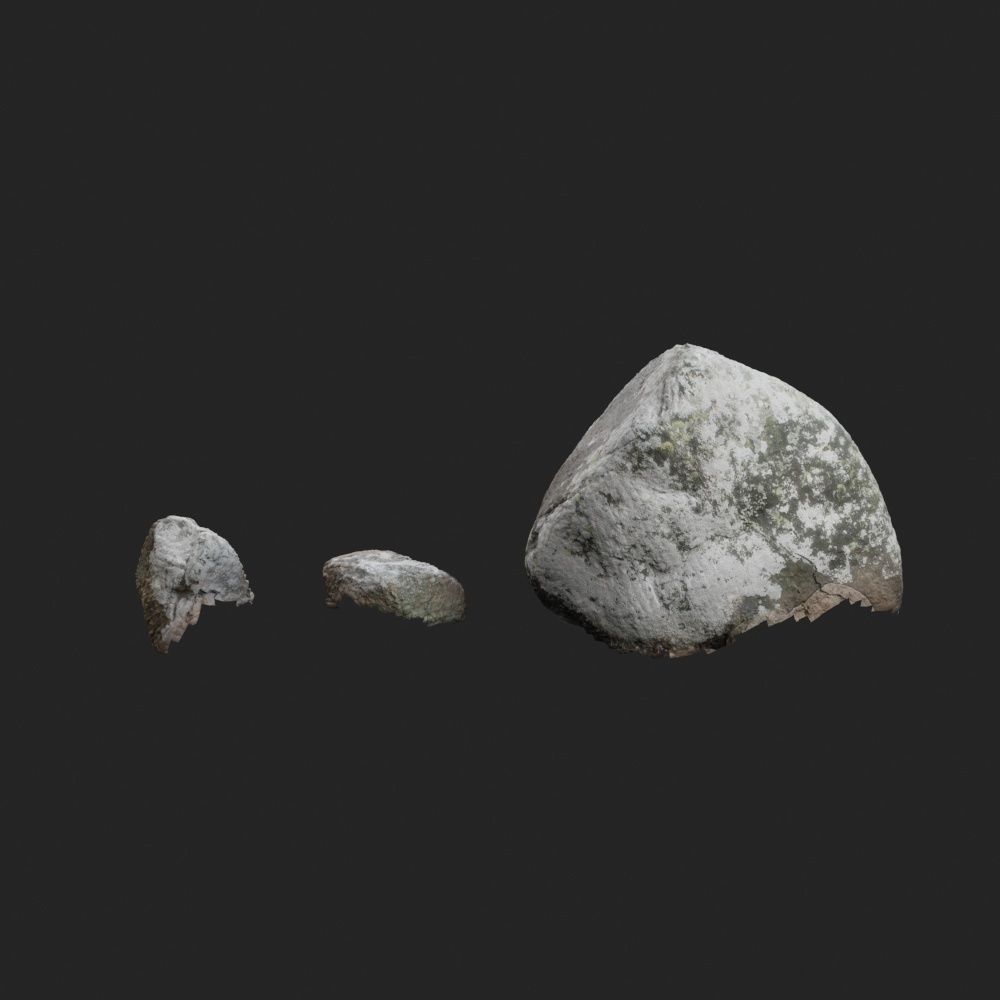3d scanned stones 3 stones 3D model_3
