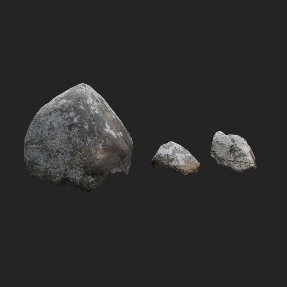 3d scanned stones 3 stones 3D model_1
