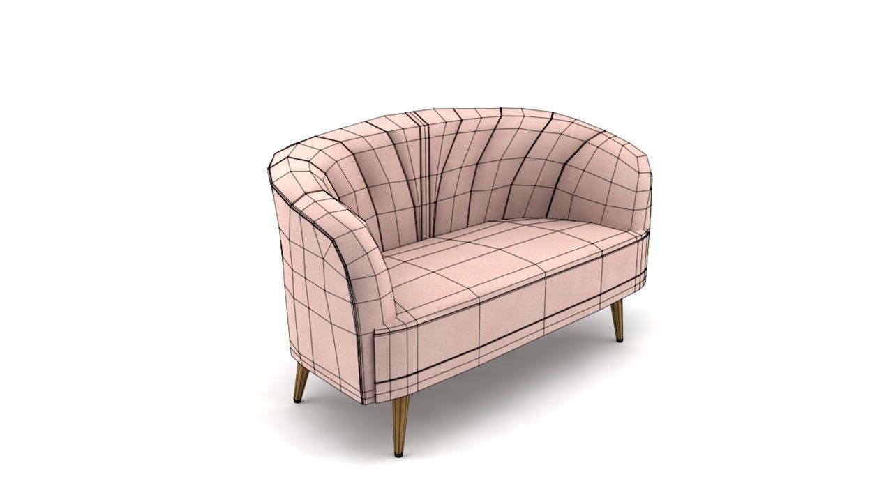 Canape droit Low-poly 3D model_9