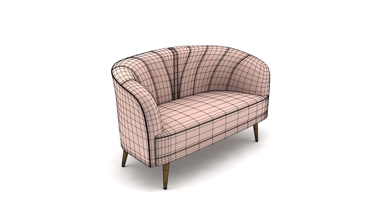 Canape droit Low-poly 3D model_10