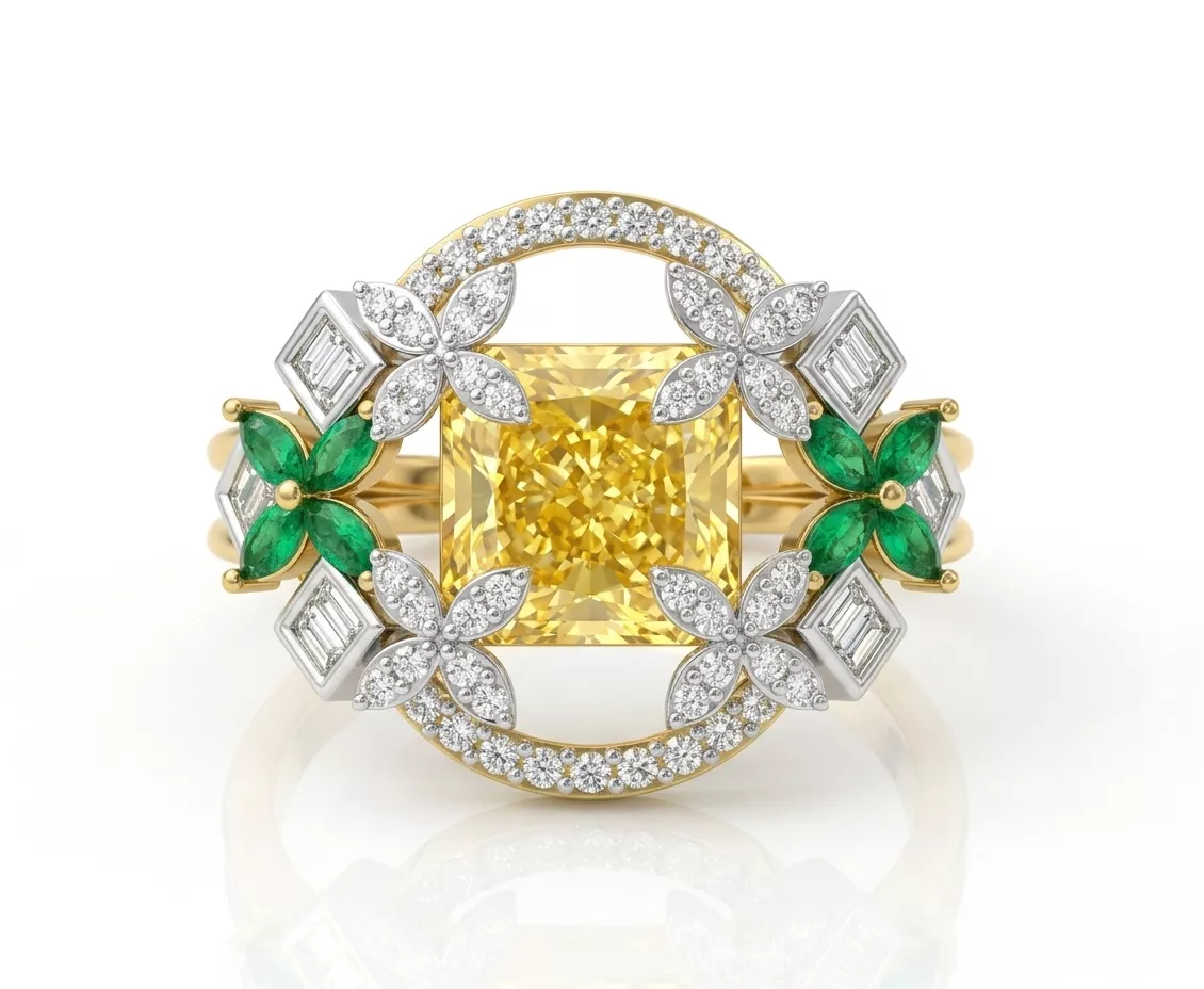 Luxury Diamond Gemstone Ring CAD SLT 3D print model