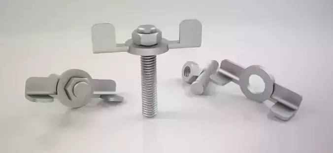 3d Bolt and Nut model 002 Original Sizes Clear Model 3D print  3D print model