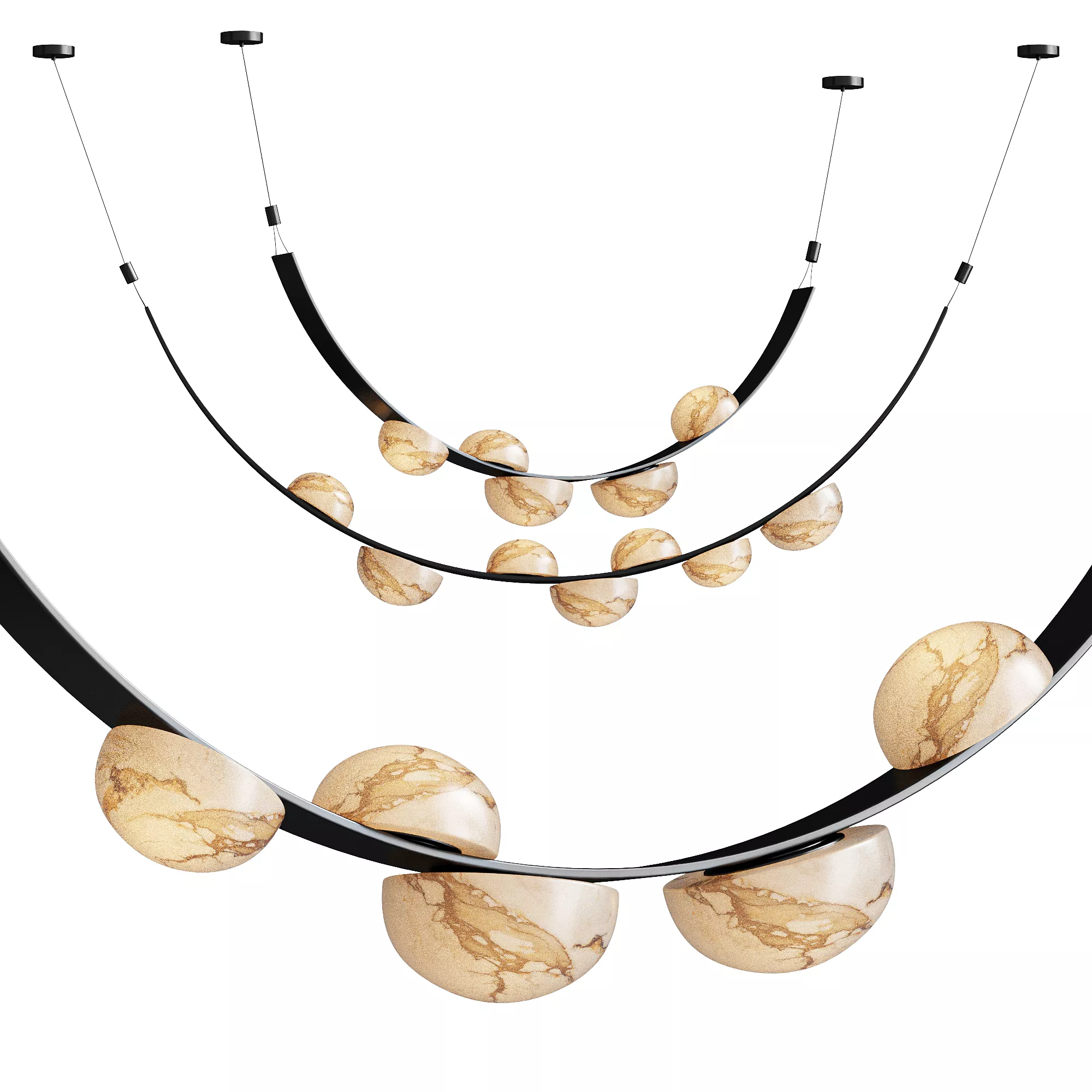 Alex Modern Dew Drops Alabaster Chandelier 3D model