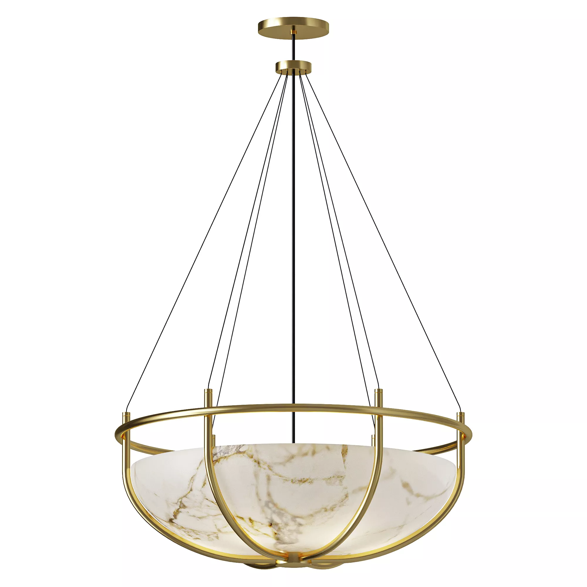 Parachute Brass Marbled Glass Dome Chandelier 3D model