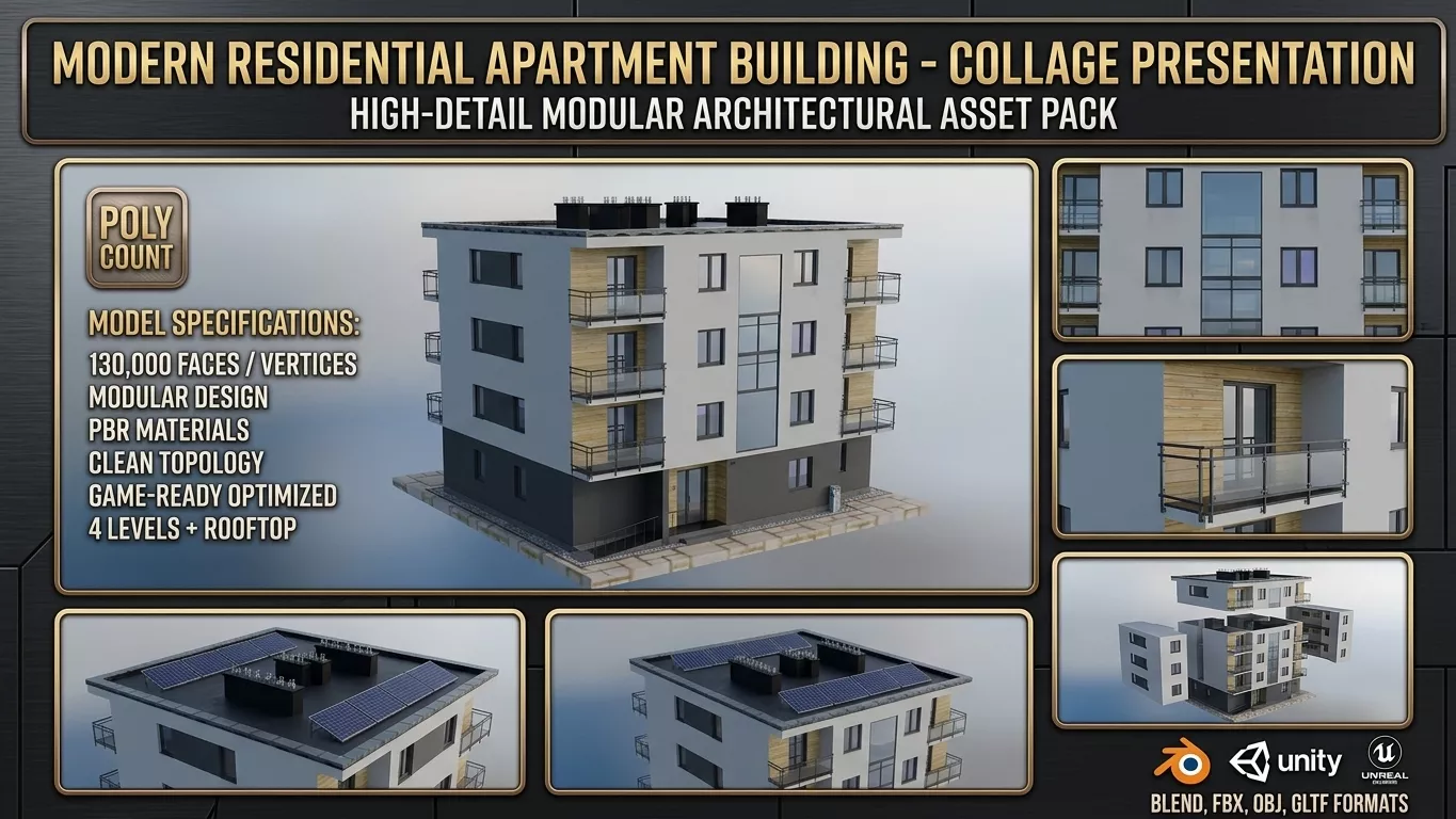 FREE Modern Low-Poly Apartment Building 3D Model Free low-poly 3D model
