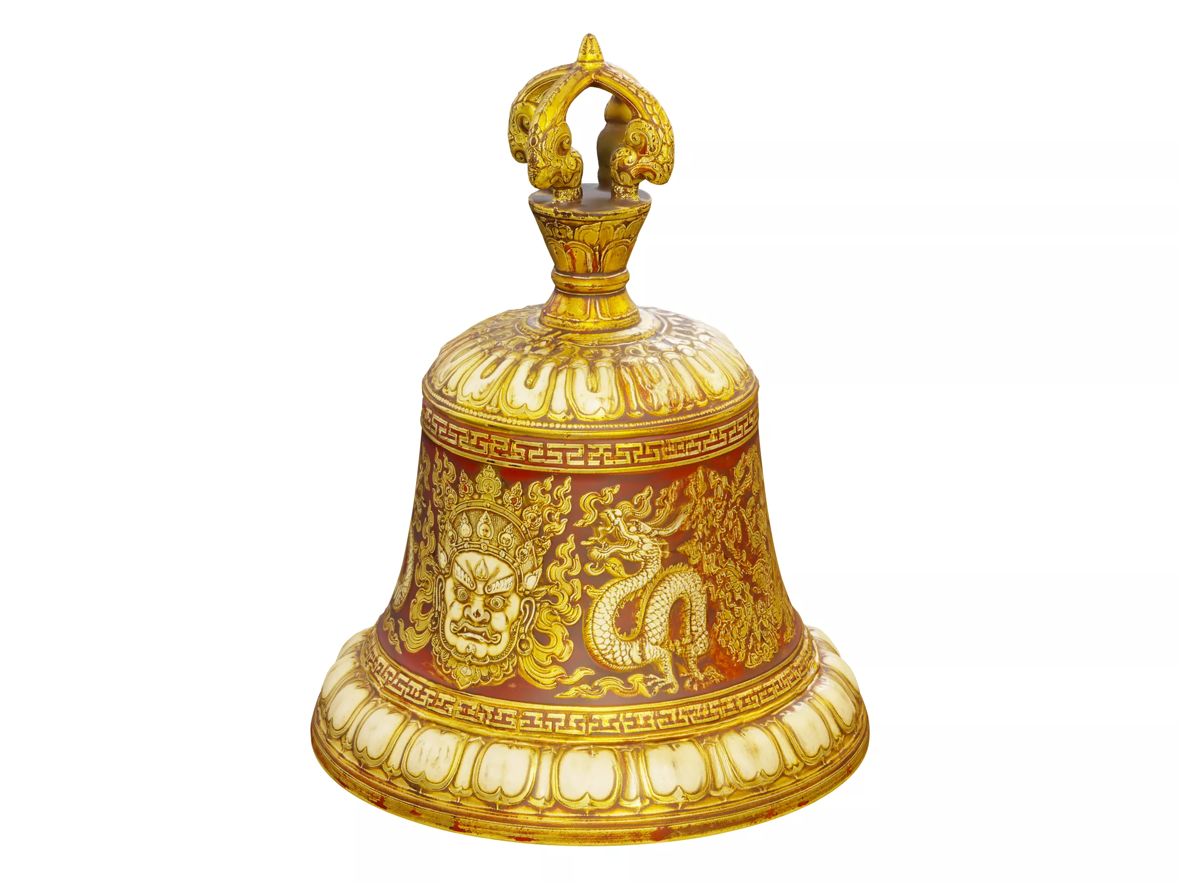 Gold Leafed Warlord Bell Low-poly 3D model