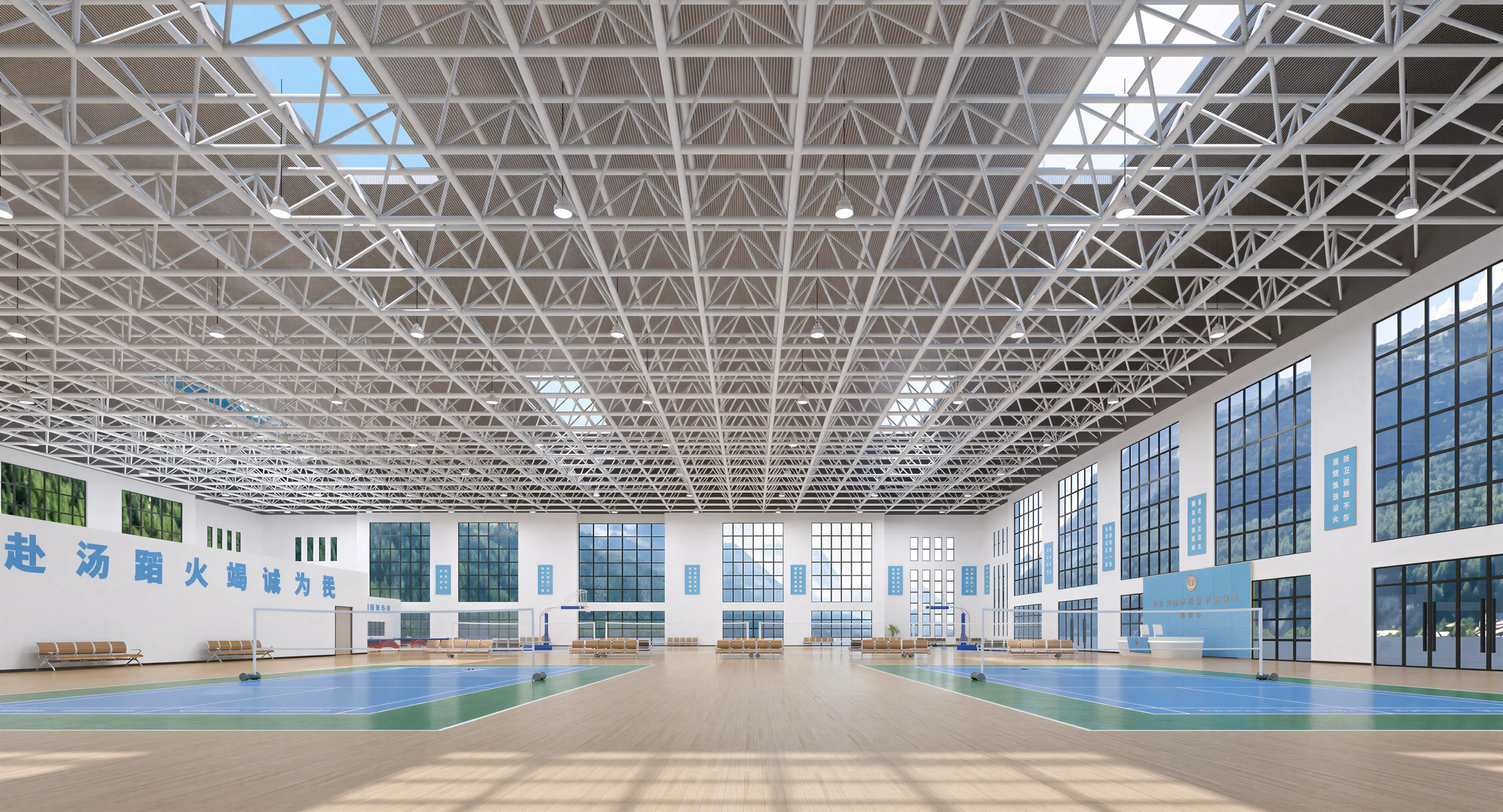 Multi-Sport Gym Badminton Basketball Hall 3D Model 3D model