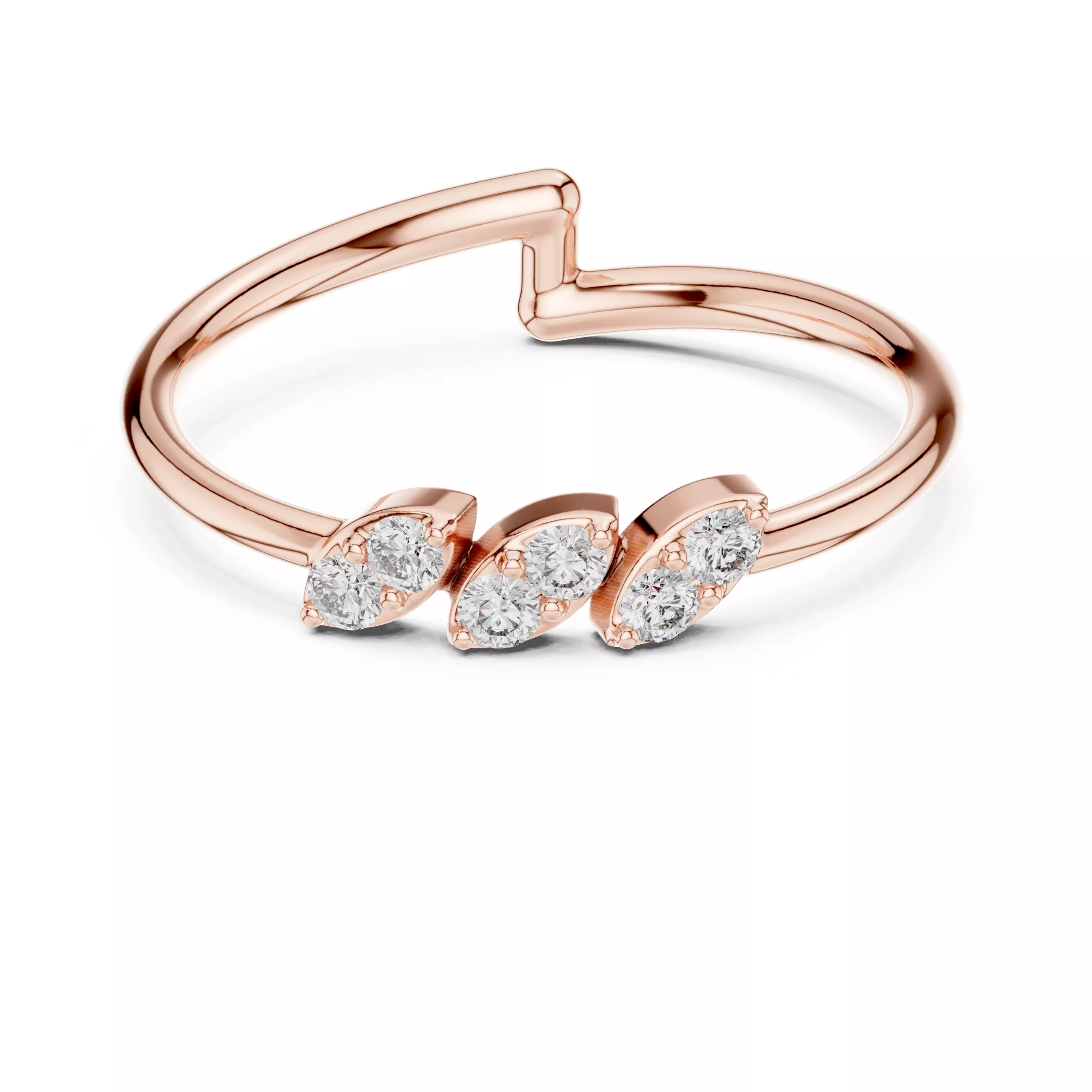 Three Leaf Round Diamond Ring Free 3D print model