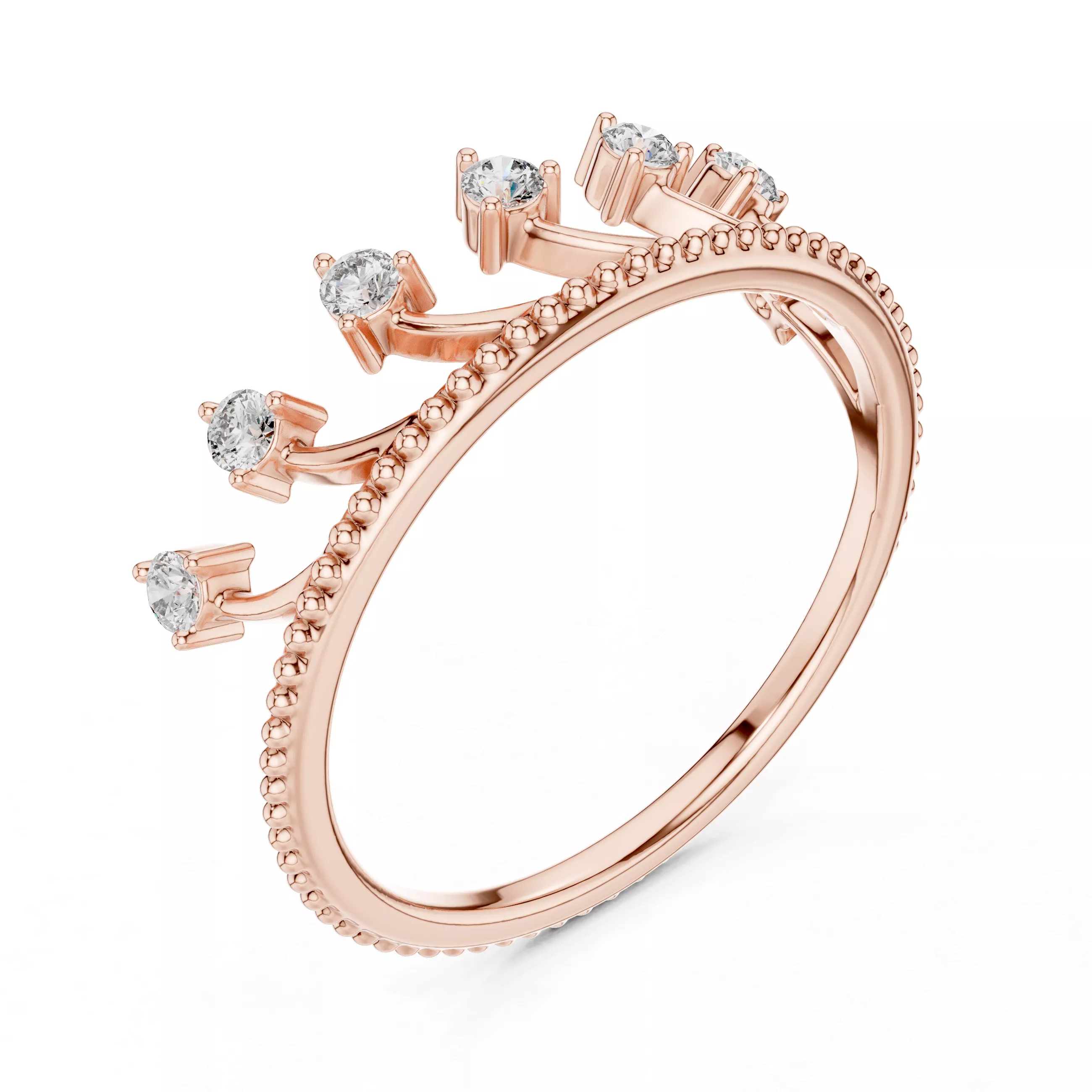 Multi Round Diamond Crown Statement Ring 3D print model