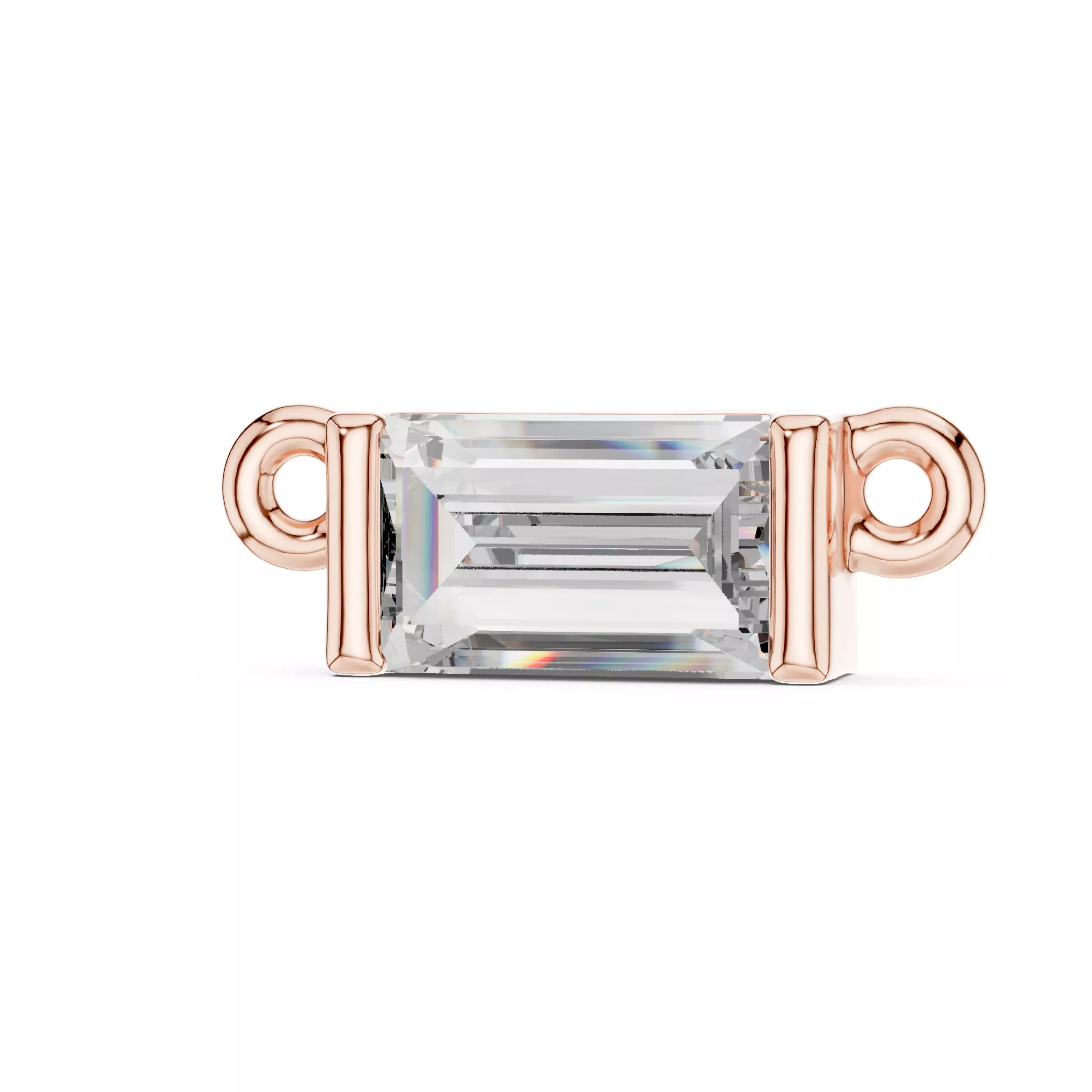 Emerald Cut Diamond Bar Connector Jewelry Free 3D print model