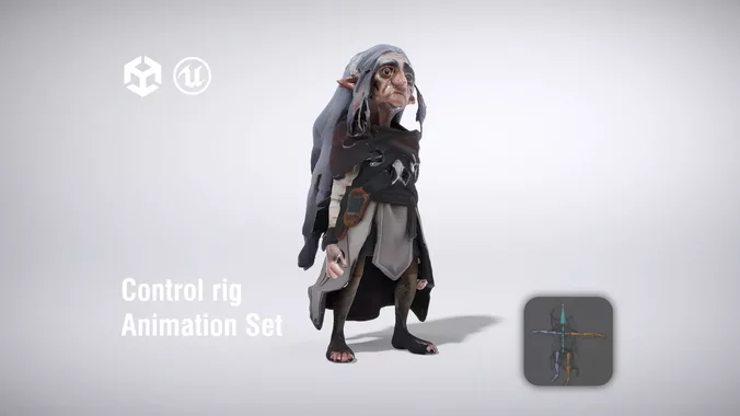 Fantasy elf character with hooded cloak and staff