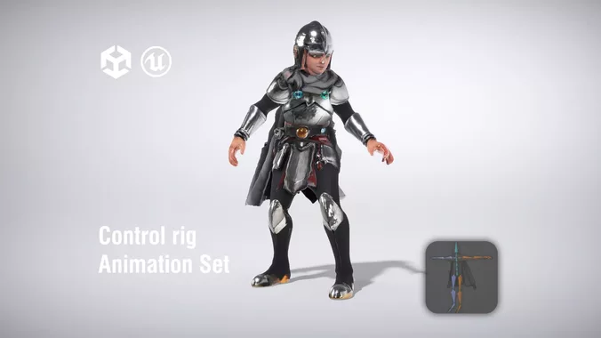 Armored Knight with Cape and Helmet low poly 3d model
