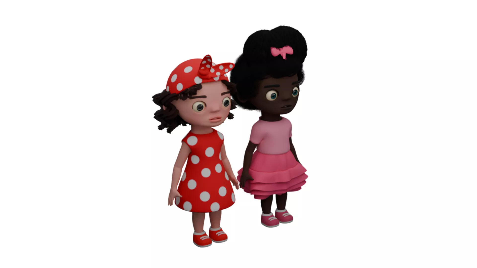 Stylised Chibi Girls Duo Pack low-poly 3D cartoon models Low-poly 3D model