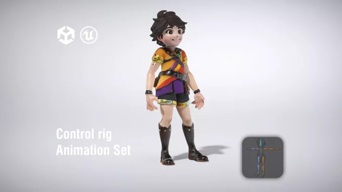 Adventurous Boy with Colorful Outfit and Boots low poly 3d model