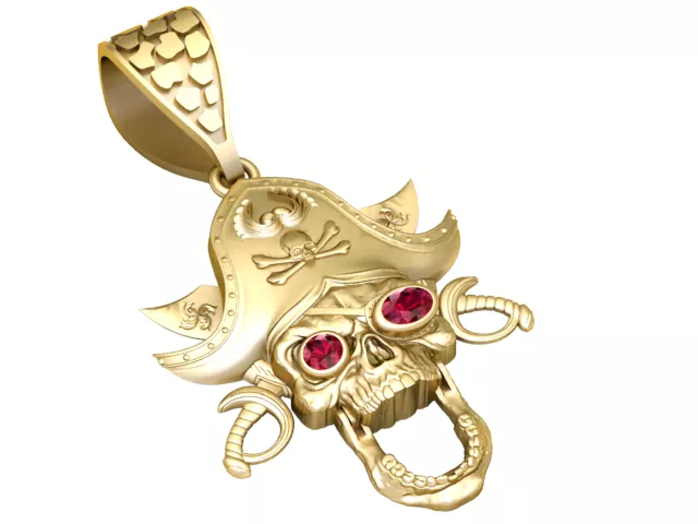Pirate Skull Gold Pendant 3D print model