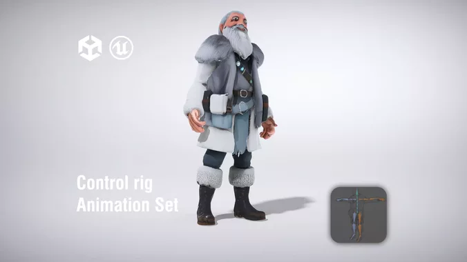 Elderly Adventurer with Fur lined Coat and Pouches