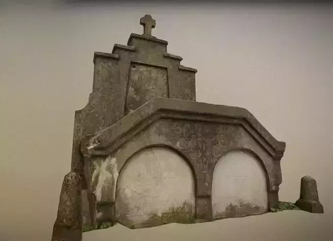Scanned photorealistic old crumbling crypt  Low-poly 3D model