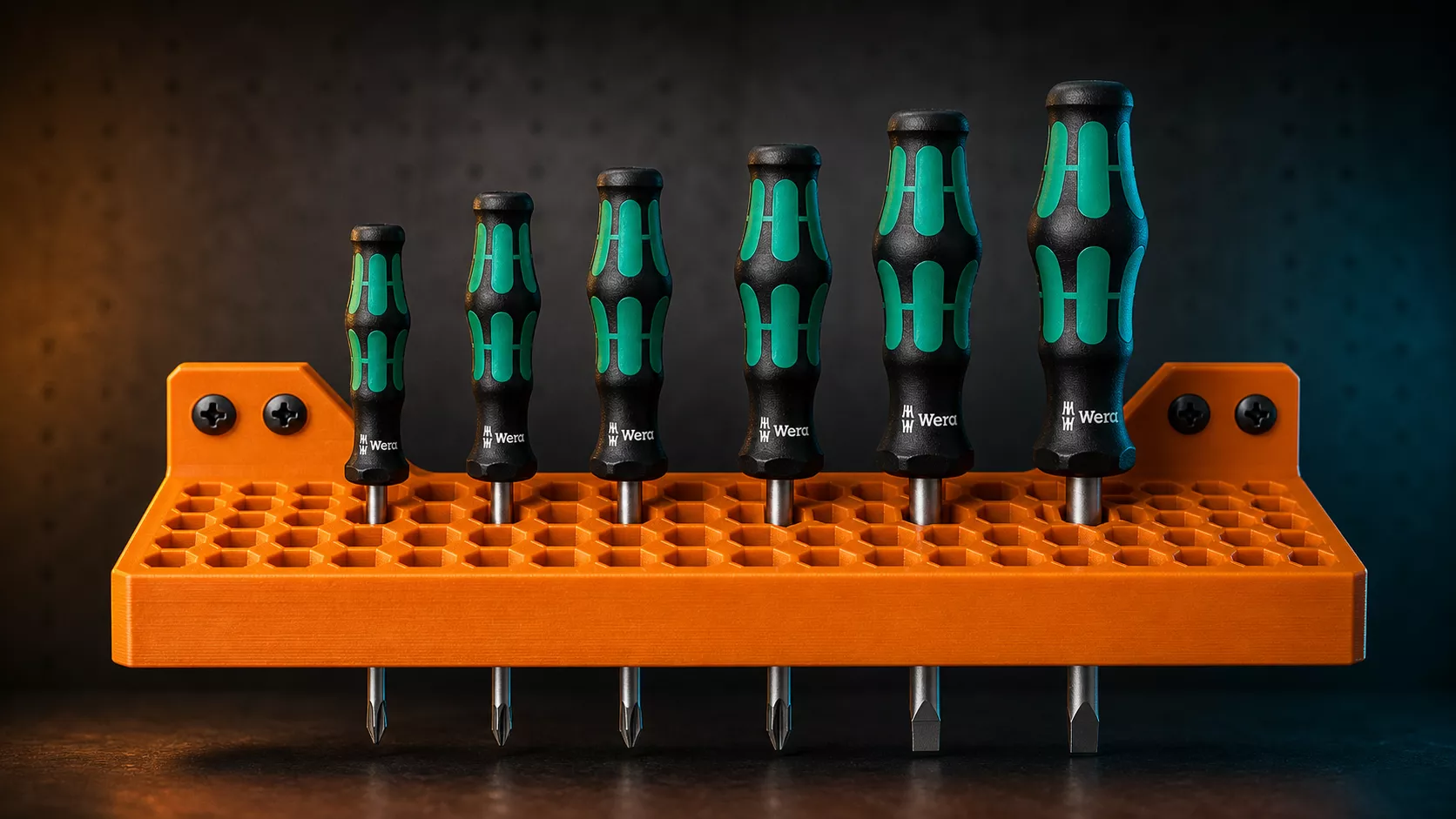 Large screwdriver holder with honeycomb pattern 3D print model