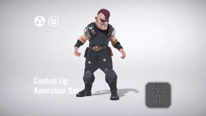 Tough looking punk character with tactical gear