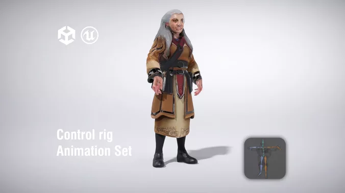 Elderly Wizard with Flowing Robes and Magical Accessories