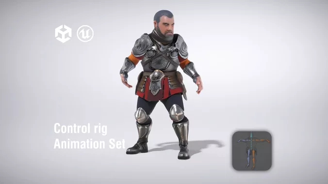 Fantasy Knight with Armor and Red Accents low poly 3d model