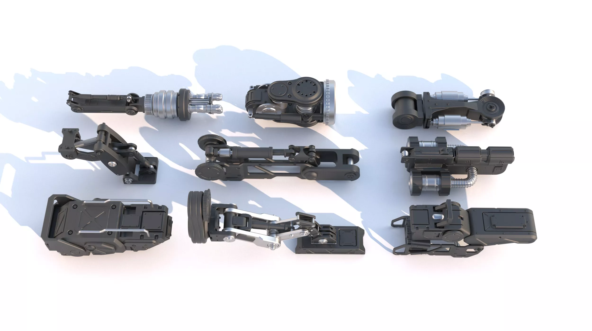 Sci Fi mecha mechanical components 3D model