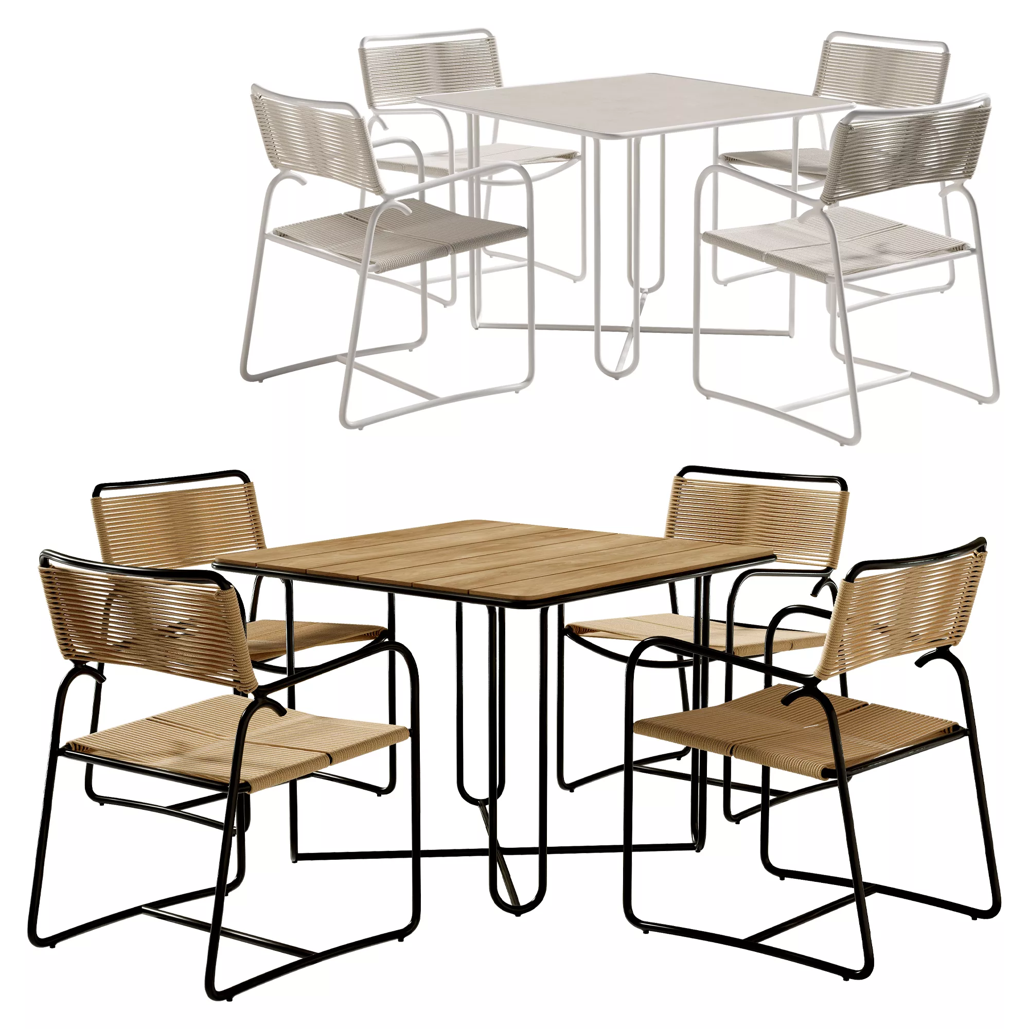 Walter Lamb Square Dining Table Set 3D model