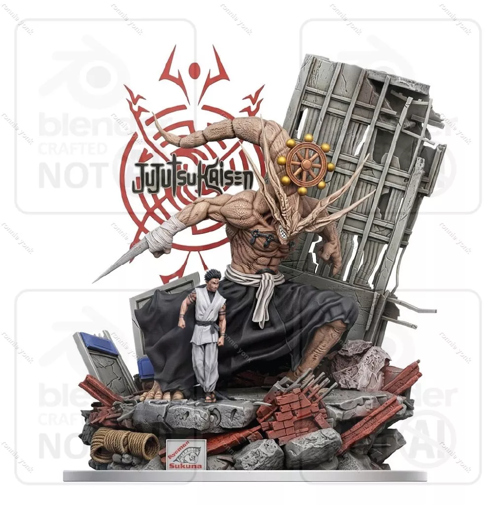 Sukuna and Mahoraga 3D Print Diorama Anime Fan Art 3D print model