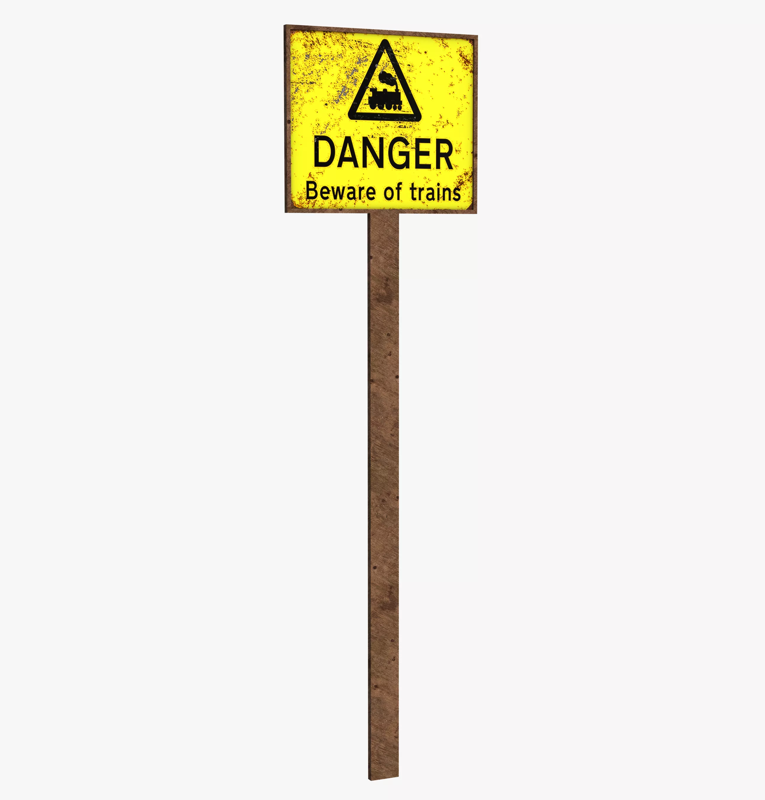 Beware Trains Sign Free 3D model