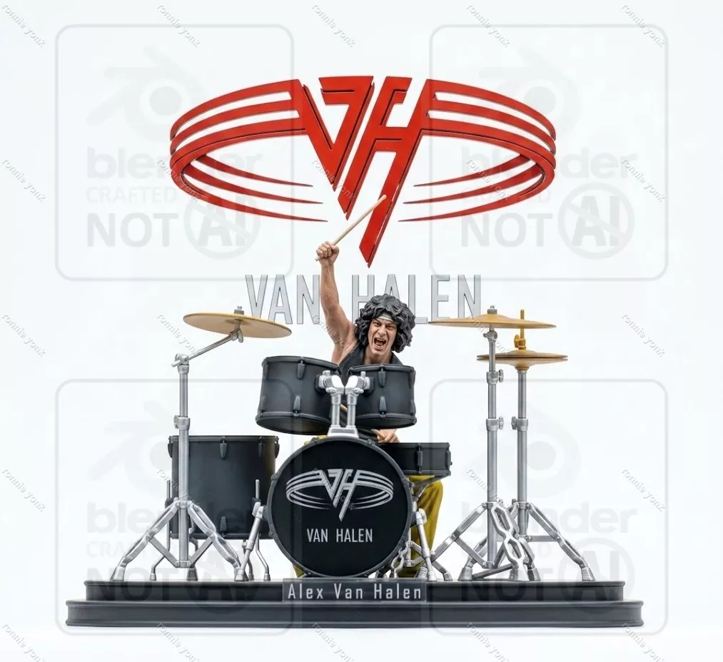 Alex Van Halen Drummer Figure 3D STL Model 3D print model