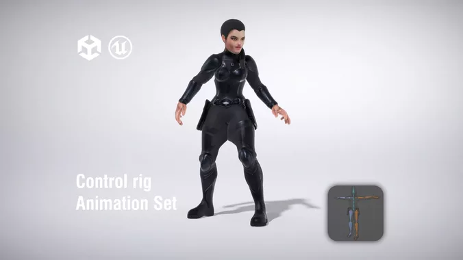 Female Sci Fi Soldier in Tactical Armor low poly 3d model